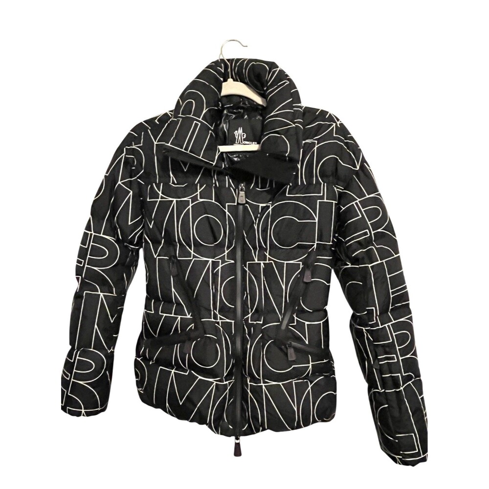 MONCLER Dixence Monogram Print Puffer Coat Jacket, Size 0/XS